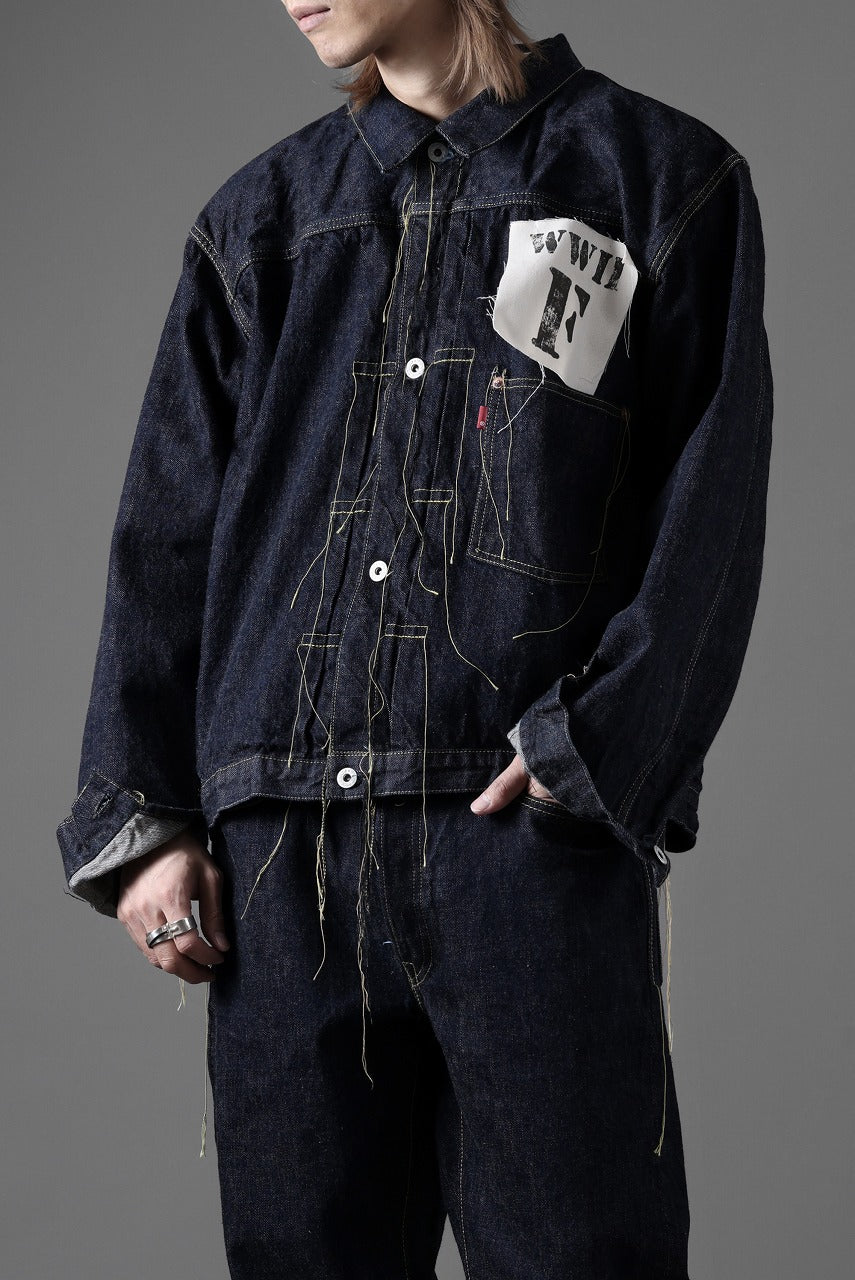 画像をギャラリービューアに読み込む, FULLCOUNT WWⅡ model Brown Cotton Denim Jacket / 13.7oz Zimbabwe Selvedge Denim (INDIGO BLUE / ONE WASHED)