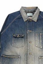 Load image into Gallery viewer, FULLCOUNT x N/07 exclusive COVER ALL JACKET / 10.5oz Zimbabwe Denim (INDIGO BLUE / EFFECTED)