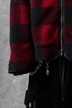 Load image into Gallery viewer, mastermind JAPAN BUFFALO-PLAID SHERPA JACKET / BOXY FIT (BLACK x RED)