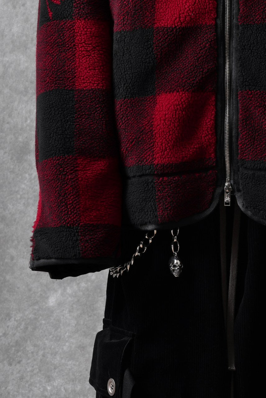 Load image into Gallery viewer, mastermind JAPAN BUFFALO-PLAID SHERPA JACKET / BOXY FIT (BLACK x RED)