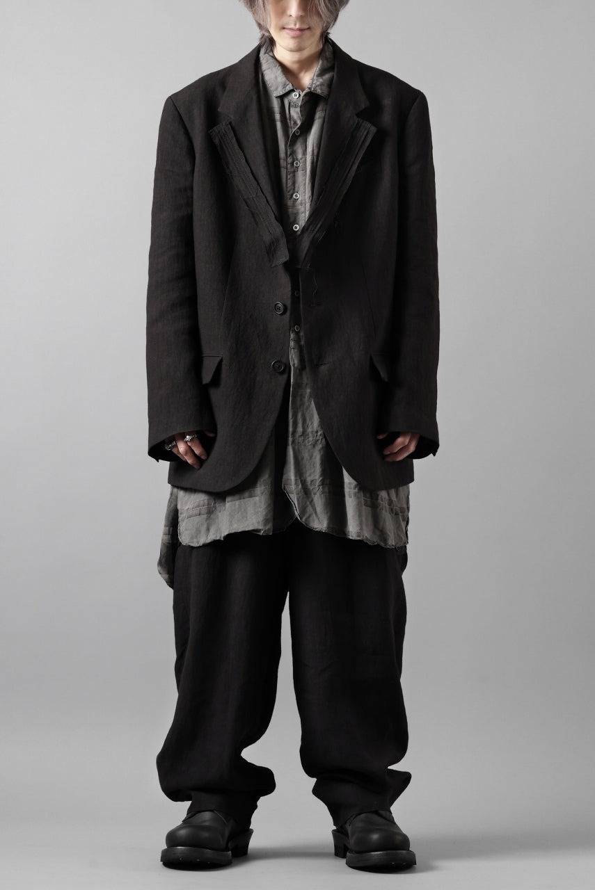 画像をギャラリービューアに読み込む, Y&#39;s for men 3 BUTTONS JACKET WITH DECORATIVE CLOTH / 40 LINEN (BLACK)