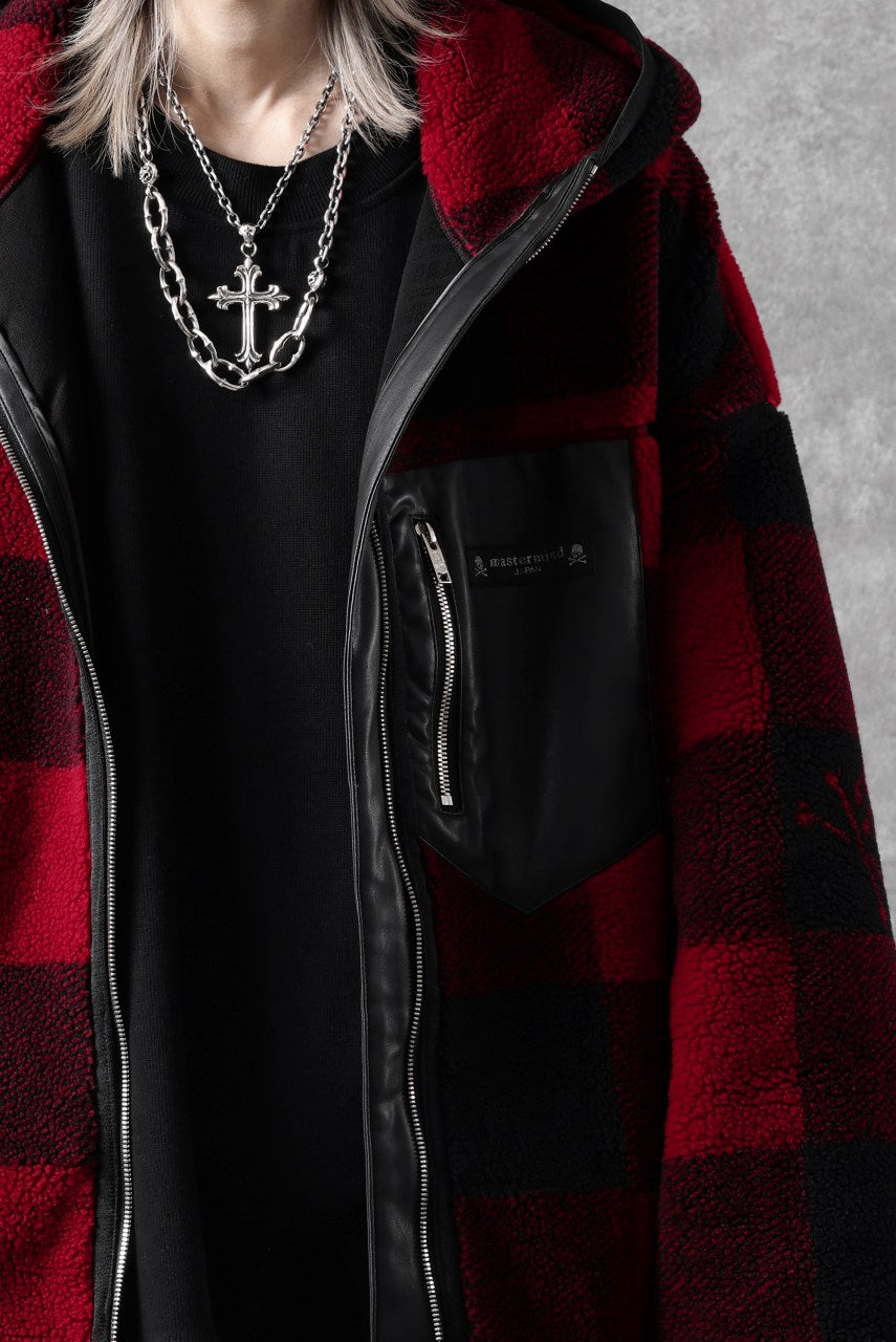 Load image into Gallery viewer, mastermind JAPAN BUFFALO-PLAID SHERPA JACKET / BOXY FIT (BLACK x RED)