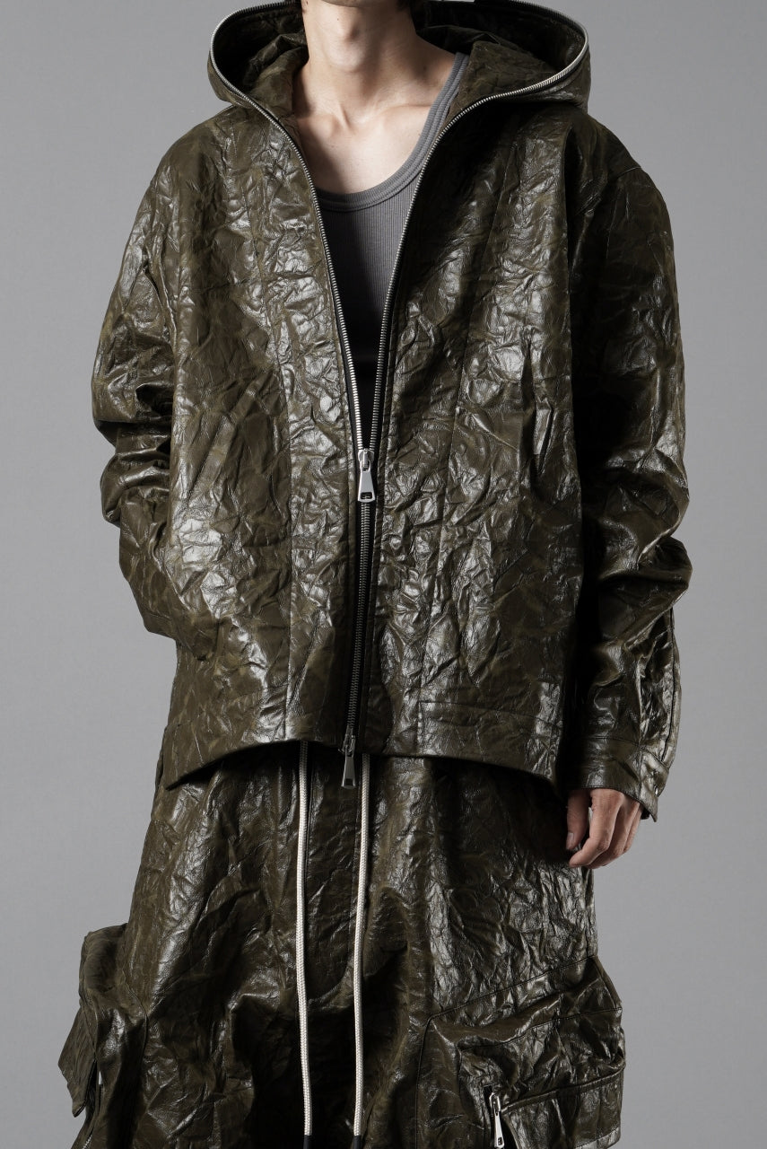 画像をギャラリービューアに読み込む, A.F ARTEFACT HOODED ZIPPER BLOUSON / WASHER SYNTHETIC LEATHER (KHAKI)
