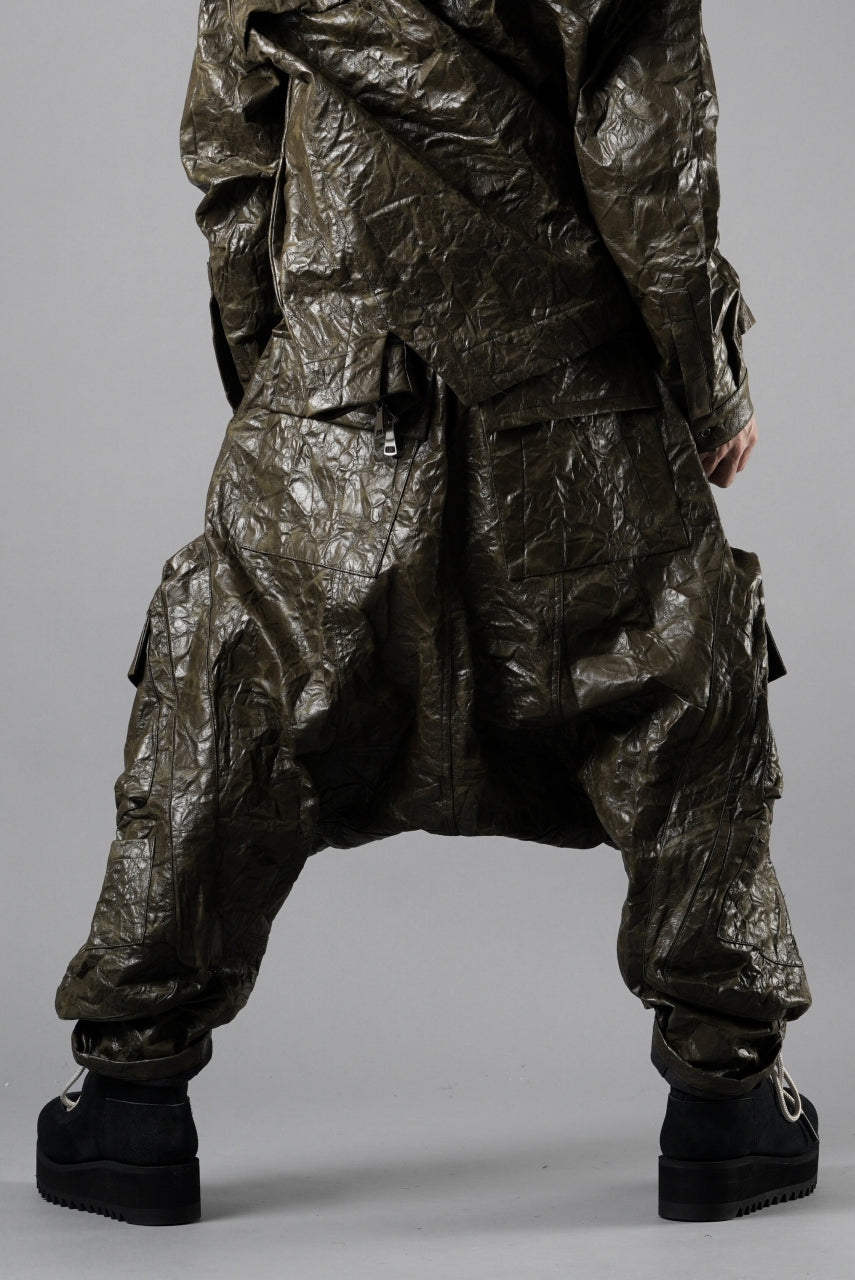 画像をギャラリービューアに読み込む, A.F ARTEFACT DROPCLOTCH WIDE PANTS / WASHER SYNTHETIC LEATHER (KHAKI)