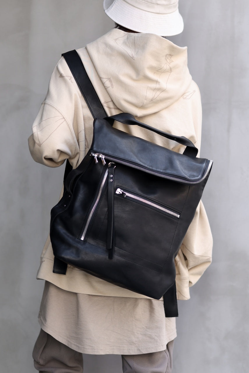 Load image into Gallery viewer, A.F ARTEFACT x Portaille LEATHER BACK PACK / WAXED HORSE LEAHER (BLACK)