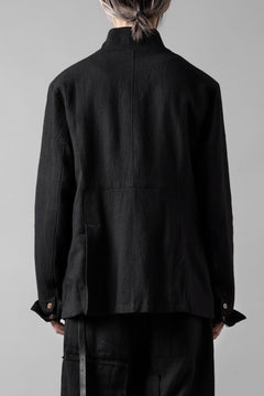 画像をギャラリービューアに読み込む, Aleksandr Manamis exclusive 19IEME Stand Collar Jacket / Mesh Linen (BLACK)