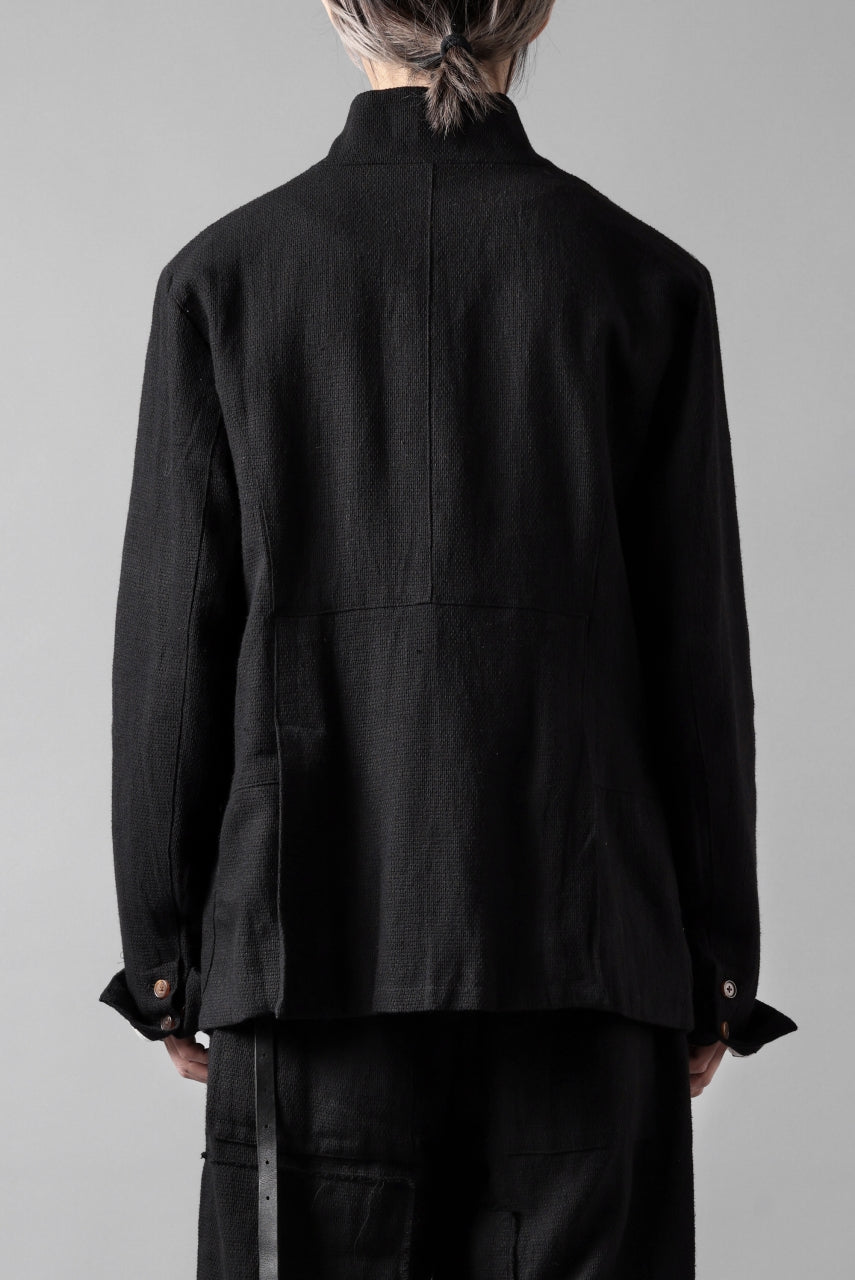 画像をギャラリービューアに読み込む, Aleksandr Manamis exclusive 19IEME Stand Collar Jacket / Mesh Linen (BLACK)