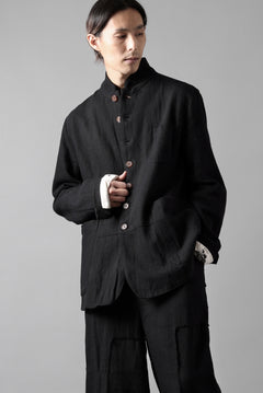 画像をギャラリービューアに読み込む, Aleksandr Manamis exclusive 19IEME Stand Collar Jacket / Mesh Linen (BLACK)