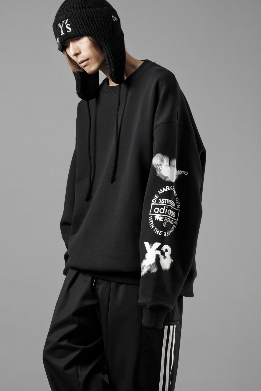 画像をギャラリービューアに読み込む, Y-3 Yohji Yamamoto GRAPHIC CREW SWEAT (BLACK)