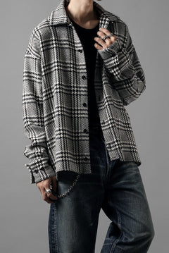 Load image into Gallery viewer, N/07 OPEN COLLAR L/S SHIRT / HOUNDSTOOTH GLEN CHECK (WHITE x GREY)