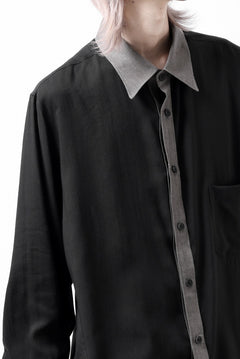 画像をギャラリービューアに読み込む, Y's for men SWITCHING COLLAR-PLACKET SHIRT / CELLULOSE LINEN (BLACK)