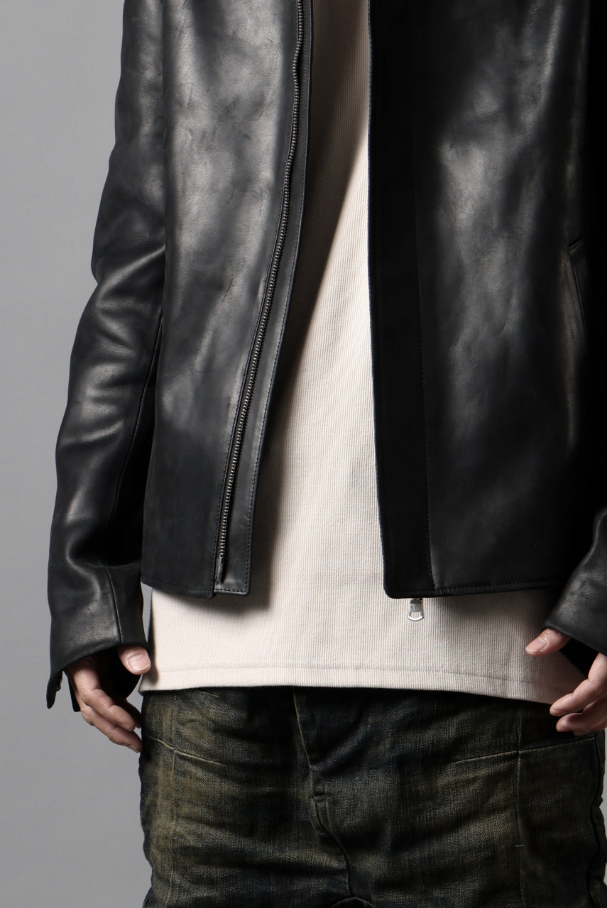 画像をギャラリービューアに読み込む, ierib EX-Collared Zip Jacket / Horse Nubuck Leather (BLACK)