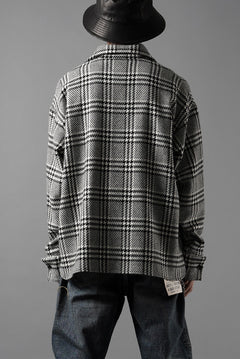 Load image into Gallery viewer, N/07 OPEN COLLAR L/S SHIRT / HOUNDSTOOTH GLEN CHECK (WHITE x GREY)