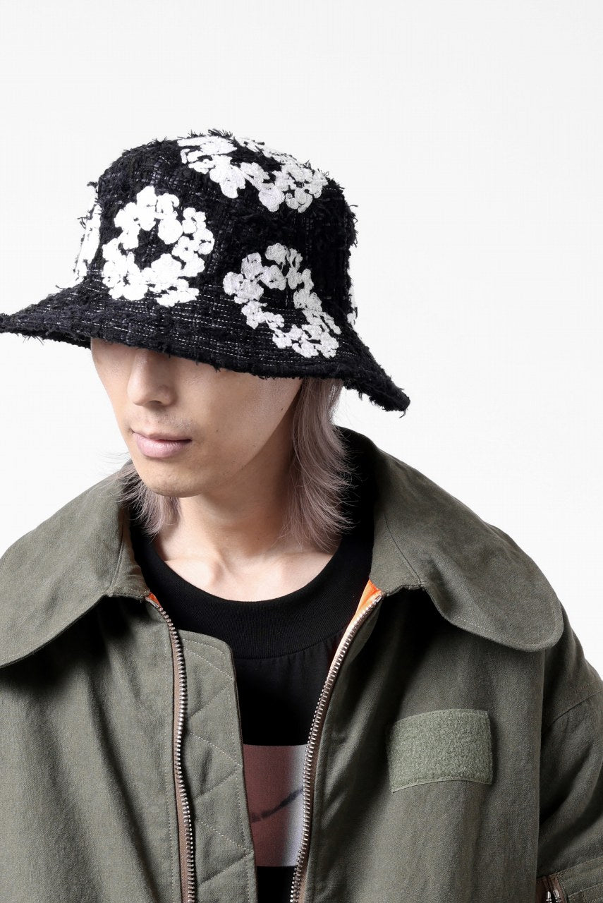 画像をギャラリービューアに読み込む, READYMADE x DENIM TEARS COTTON WREATH TWEED BUCKET HAT (BLACK)