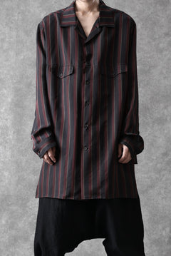 画像をギャラリービューアに読み込む, Y's for men STRIPE SHIRT with FLAP POCKET / PIGMENT DYED CUPRA (BLACK)