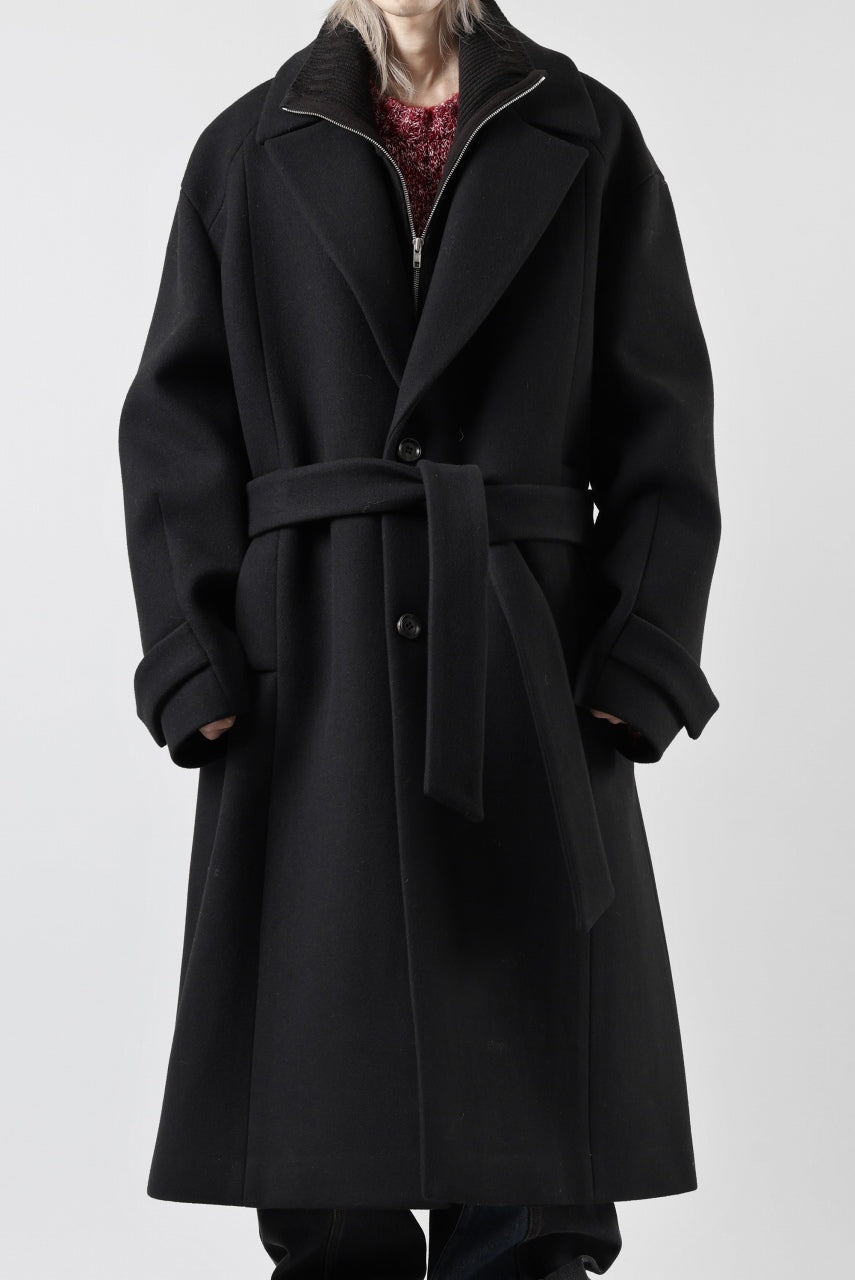 画像をギャラリービューアに読み込む, Juun.J Over Fit Knit Paneled Long Single Coat (BLACK)