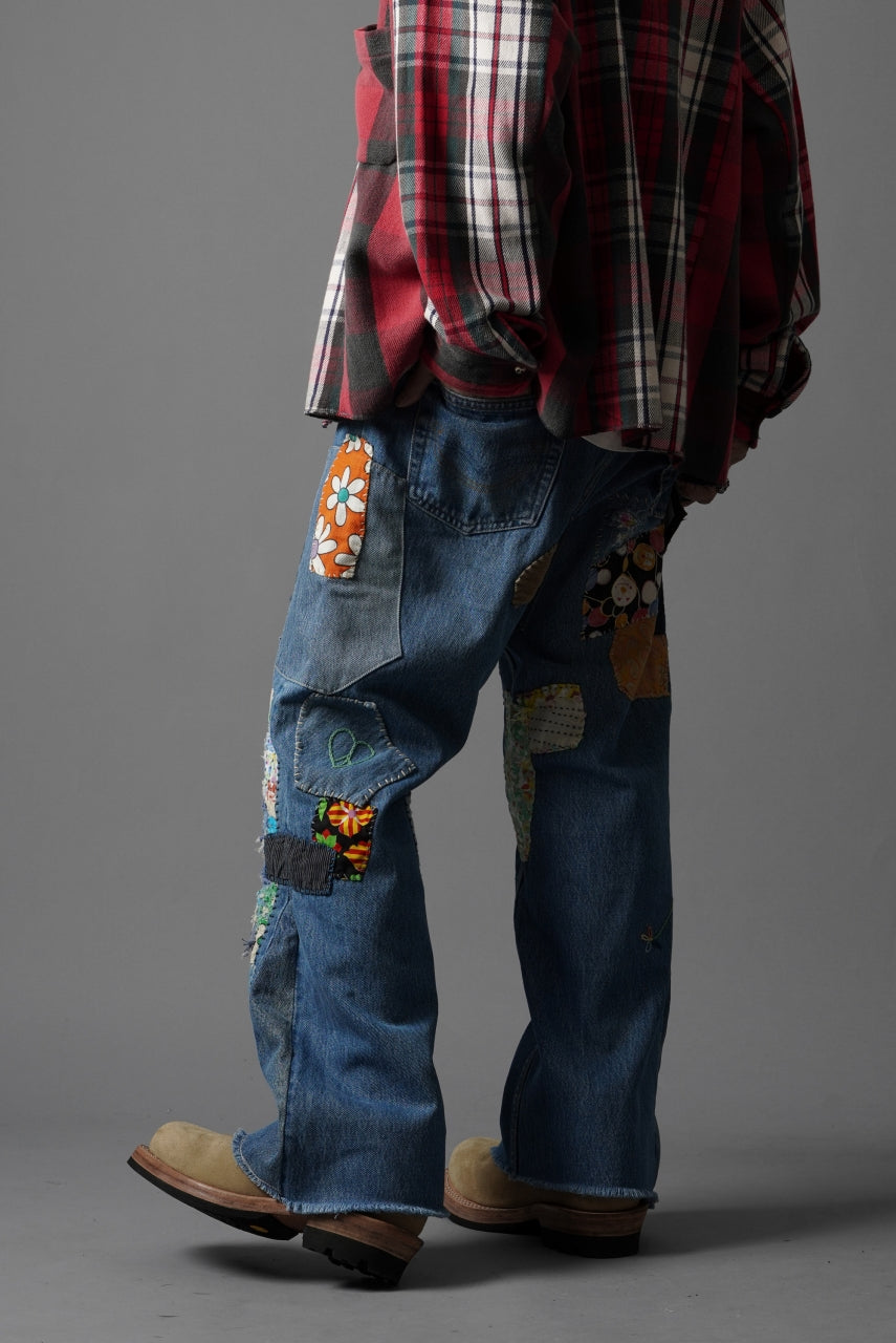 画像をギャラリービューアに読み込む, READYMADE HIPPIE DENIM PANTS / VINTAGE REMAKE + ART CRAFT (BLUE)