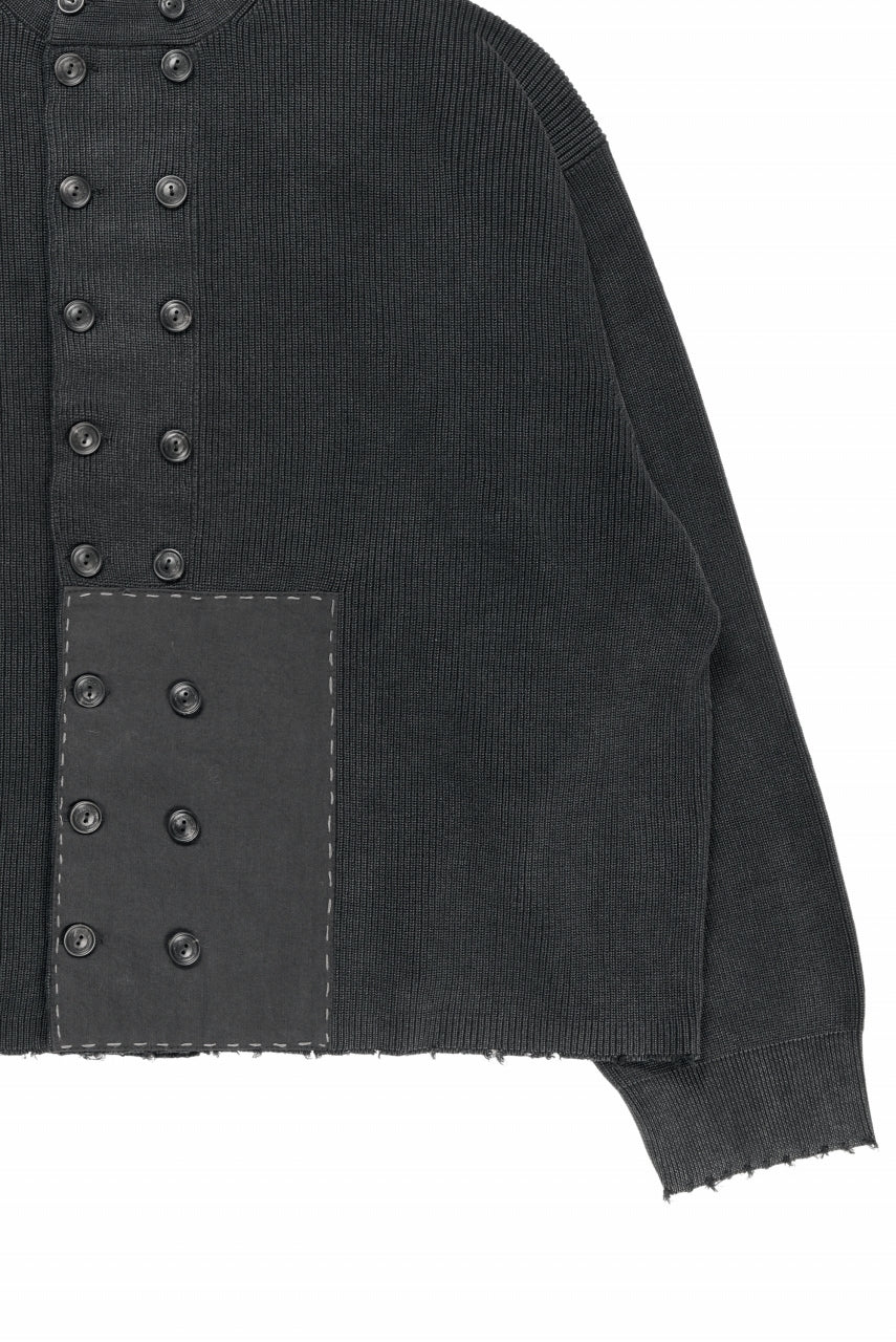 Load image into Gallery viewer, Professor.E DOUBLED BREASTED AGED KNIT (BLACK)