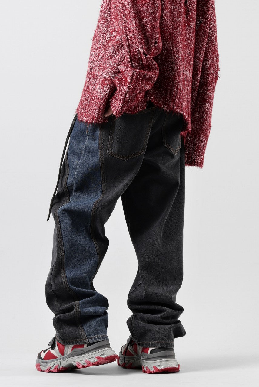 画像をギャラリービューアに読み込む, Feng Chen Wang TILTED WASITBAND JEANS TROUSERS (BLACK/BLUE)