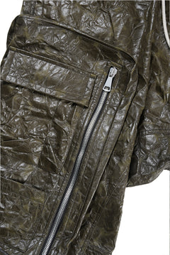 画像をギャラリービューアに読み込む, A.F ARTEFACT DROPCLOTCH WIDE PANTS / WASHER SYNTHETIC LEATHER (KHAKI)