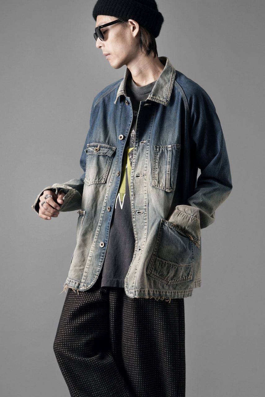 Load image into Gallery viewer, FULLCOUNT x N/07 exclusive COVER ALL JACKET / 10.5oz Zimbabwe Denim (INDIGO BLUE / EFFECTED)
