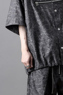 画像をギャラリービューアに読み込む, A.F ARTEFACT FRONT ZIP SQUEEZING SHIRT / PAISLEY JACQUARD (D.GREY)