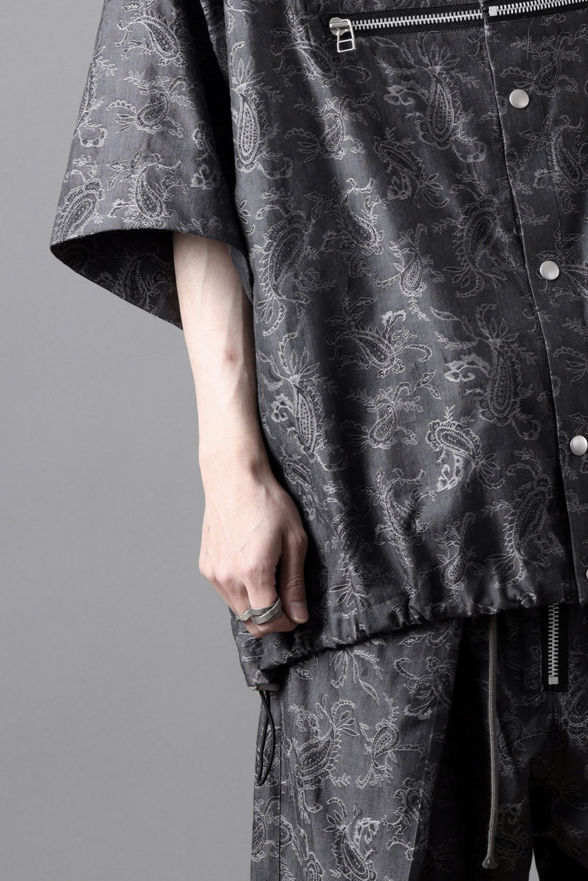画像をギャラリービューアに読み込む, A.F ARTEFACT FRONT ZIP SQUEEZING SHIRT / PAISLEY JACQUARD (D.GREY)