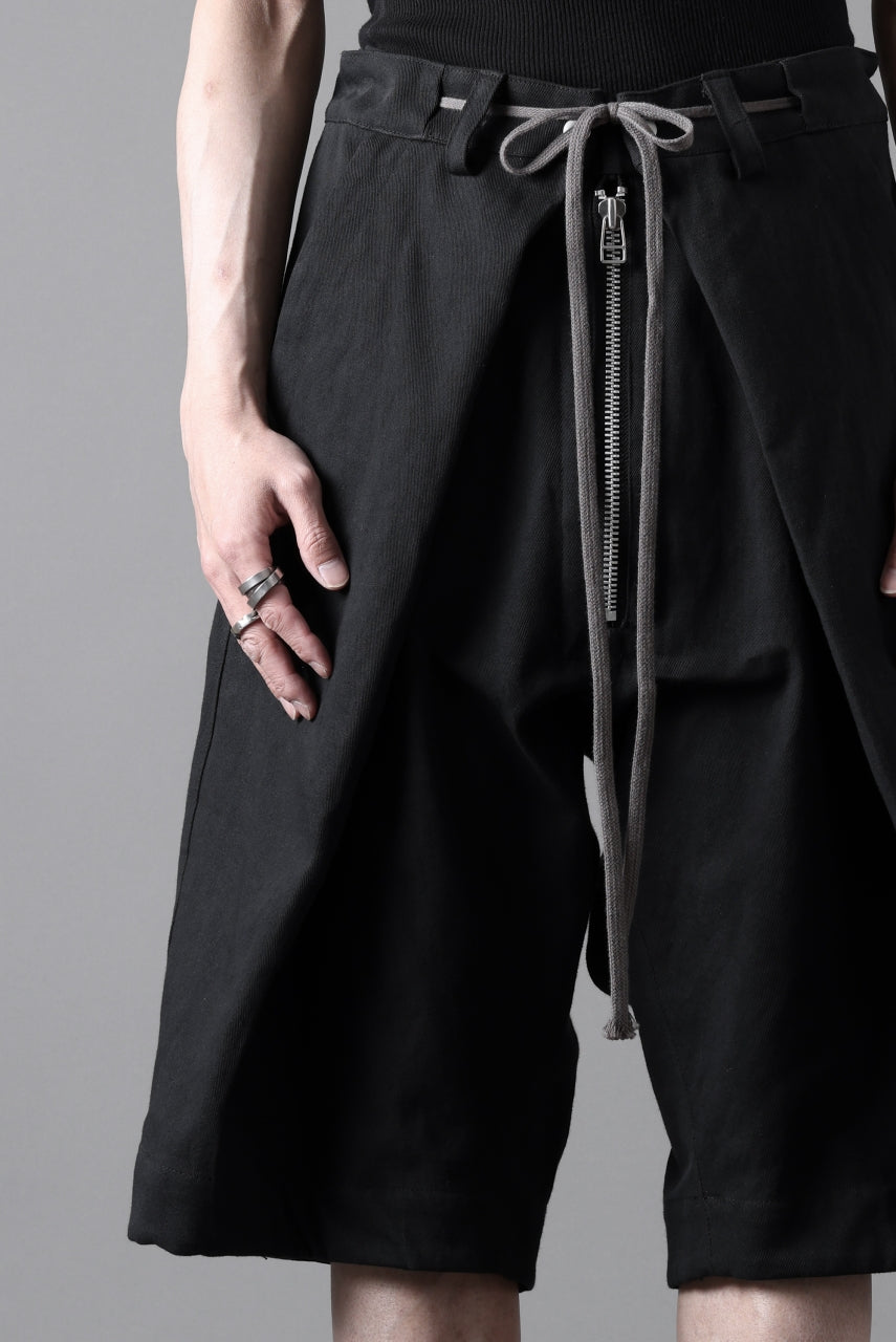 画像をギャラリービューアに読み込む, A.F ARTEFACT ZIP FOLDING TUCK SHORTS / COTTON-LINEN TWILL (BLACK)