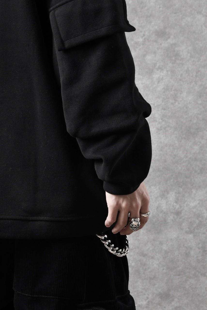 Load image into Gallery viewer, A.F ARTEFACT FLAP POCKET RAGLAN TOP / COPE KNIT JERSEY (BLACK)