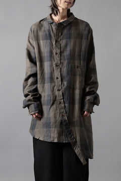 画像をギャラリービューアに読み込む, Aleksandr Manamis Asymmetry Shirt / Organic Linen (CHECKED)