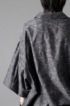 画像をギャラリービューアに読み込む, A.F ARTEFACT FRONT ZIP SQUEEZING SHIRT / PAISLEY JACQUARD (D.GREY)