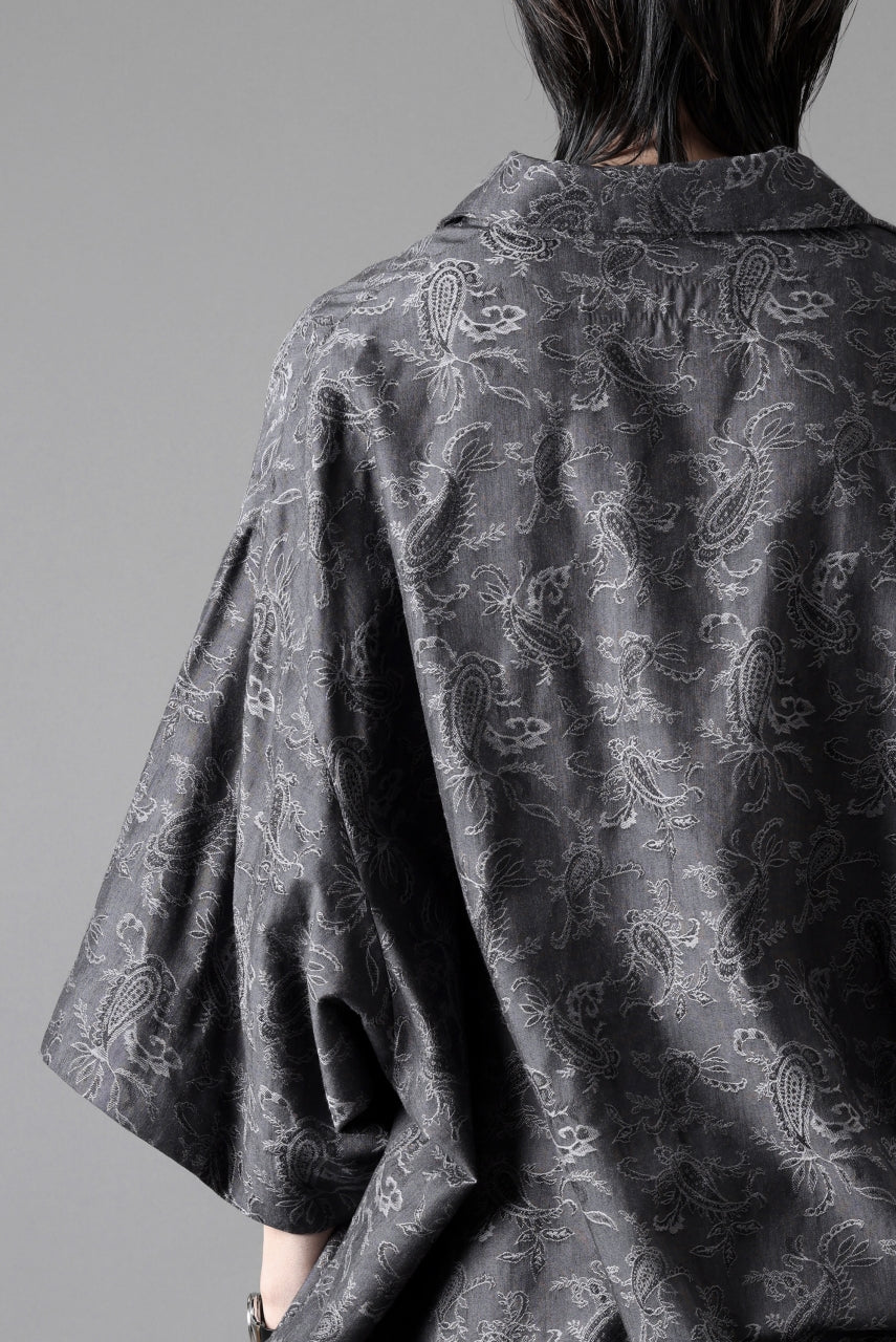 画像をギャラリービューアに読み込む, A.F ARTEFACT FRONT ZIP SQUEEZING SHIRT / PAISLEY JACQUARD (D.GREY)