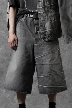 画像をギャラリービューアに読み込む, FULLCOUNT x KAMIYA Switching Denim Wide Bermuda Pants / 13.7oz Original Selvedge Denim (BLACK)