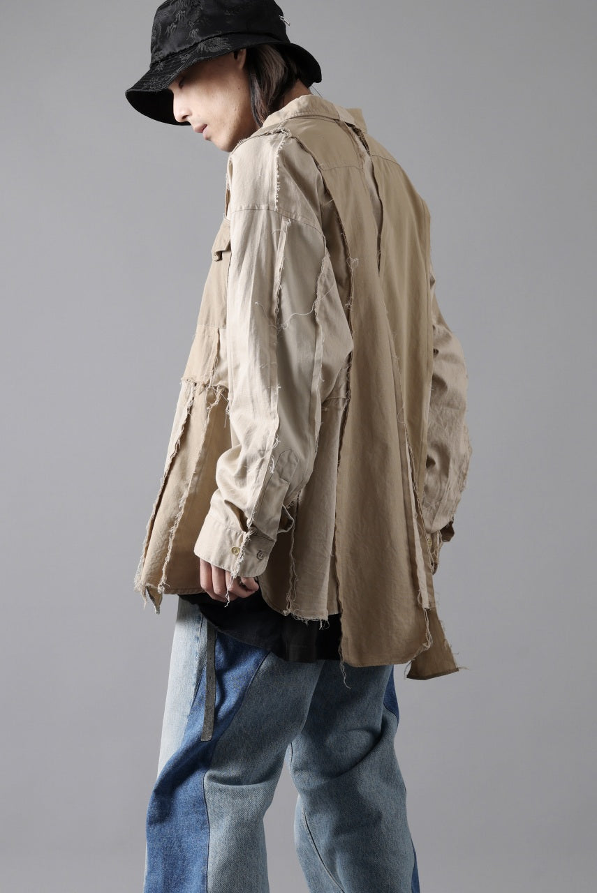CHANGES CRAZY PANEL SHIRT - MADE BY 50's WORK SHIRT (BEIGE #B)