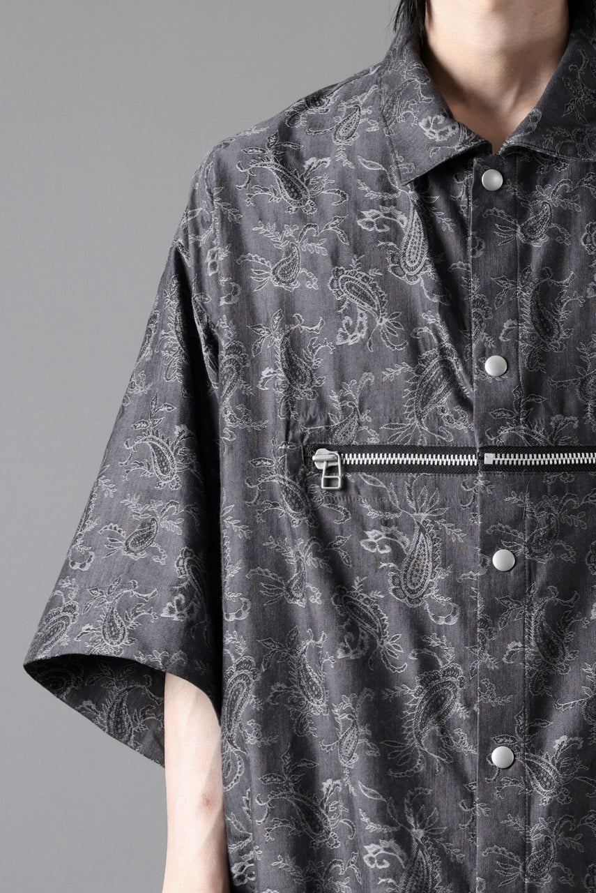 画像をギャラリービューアに読み込む, A.F ARTEFACT FRONT ZIP SQUEEZING SHIRT / PAISLEY JACQUARD (D.GREY)