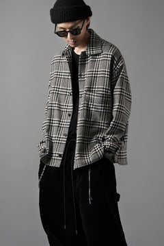 Load image into Gallery viewer, N/07 OPEN COLLAR L/S SHIRT / HOUNDSTOOTH GLEN CHECK (WHITE x BLACK)