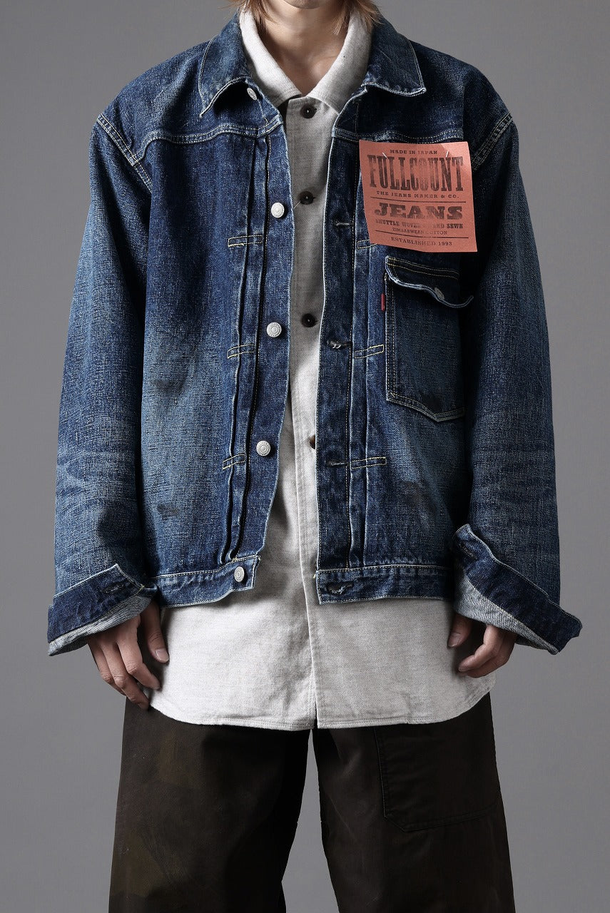 画像をギャラリービューアに読み込む, FULLCOUNT "Fear Of The Dark" Type 1 Denim Jacket / 15.5oz Zimbabwe Selvedge Denim (INDIGO BLUE)