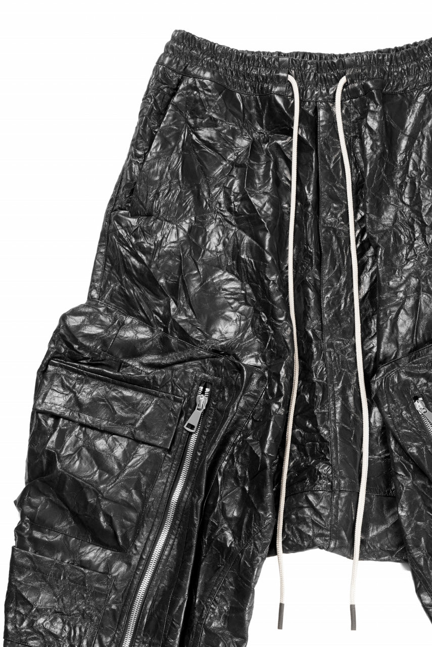 画像をギャラリービューアに読み込む, A.F ARTEFACT DROPCLOTCH WIDE PANTS / WASHER SYNTHETIC LEATHER (BLACK)