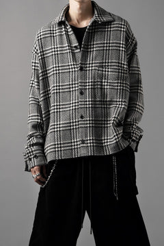 Load image into Gallery viewer, N/07 OPEN COLLAR L/S SHIRT / HOUNDSTOOTH GLEN CHECK (WHITE x BLACK)