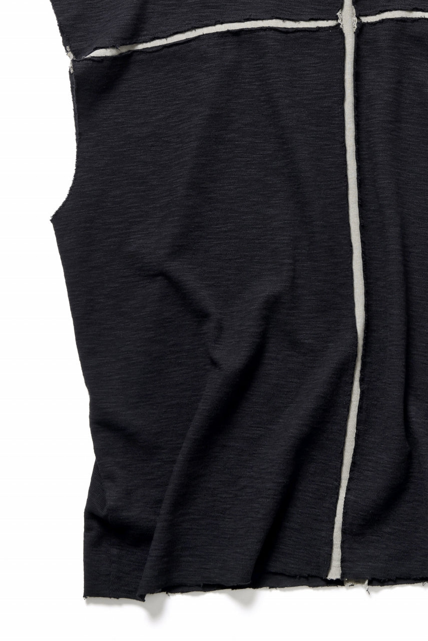画像をギャラリービューアに読み込む, thom/krom SLEEVELESS T SHIRT / FLAME DOUBLE-FACE JERSEY (BLACK)
