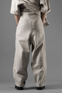 画像をギャラリービューアに読み込む, N/07 3 STITCHES WIDE TAPERED TROUSERS / HEAVY C/LI BUTCHER STRIPES (BEIGE)