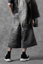画像をギャラリービューアに読み込む, FULLCOUNT x KAMIYA Switching Denim Wide Bermuda Pants / 13.7oz Original Selvedge Denim (BLACK)
