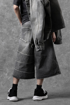 画像をギャラリービューアに読み込む, FULLCOUNT x KAMIYA Switching Denim Wide Bermuda Pants / 13.7oz Original Selvedge Denim (BLACK)