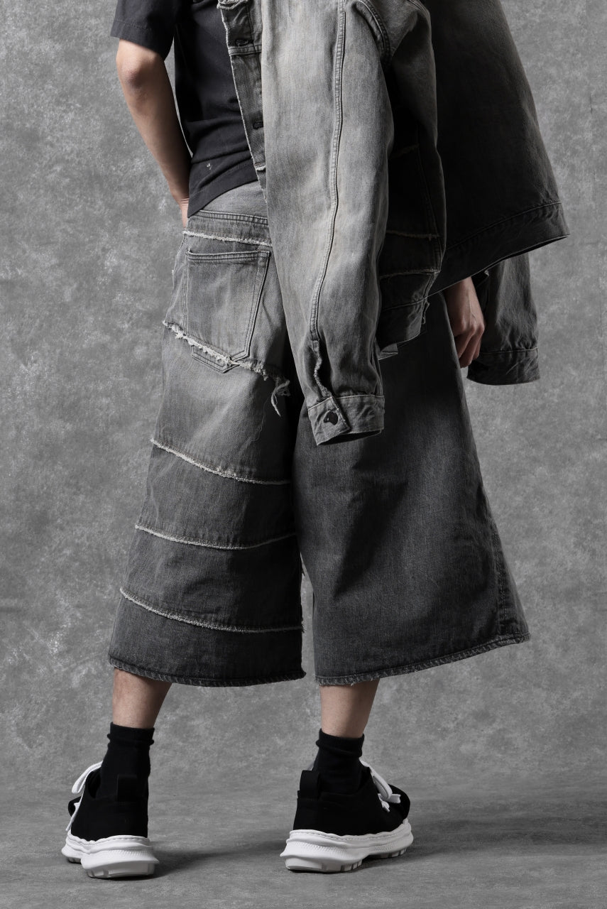 画像をギャラリービューアに読み込む, FULLCOUNT x KAMIYA Switching Denim Wide Bermuda Pants / 13.7oz Original Selvedge Denim (BLACK)