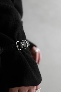 画像をギャラリービューアに読み込む, m.a+ thin silver cross studded wrist band / A-F2BL1/GR2,0 (BLACK)