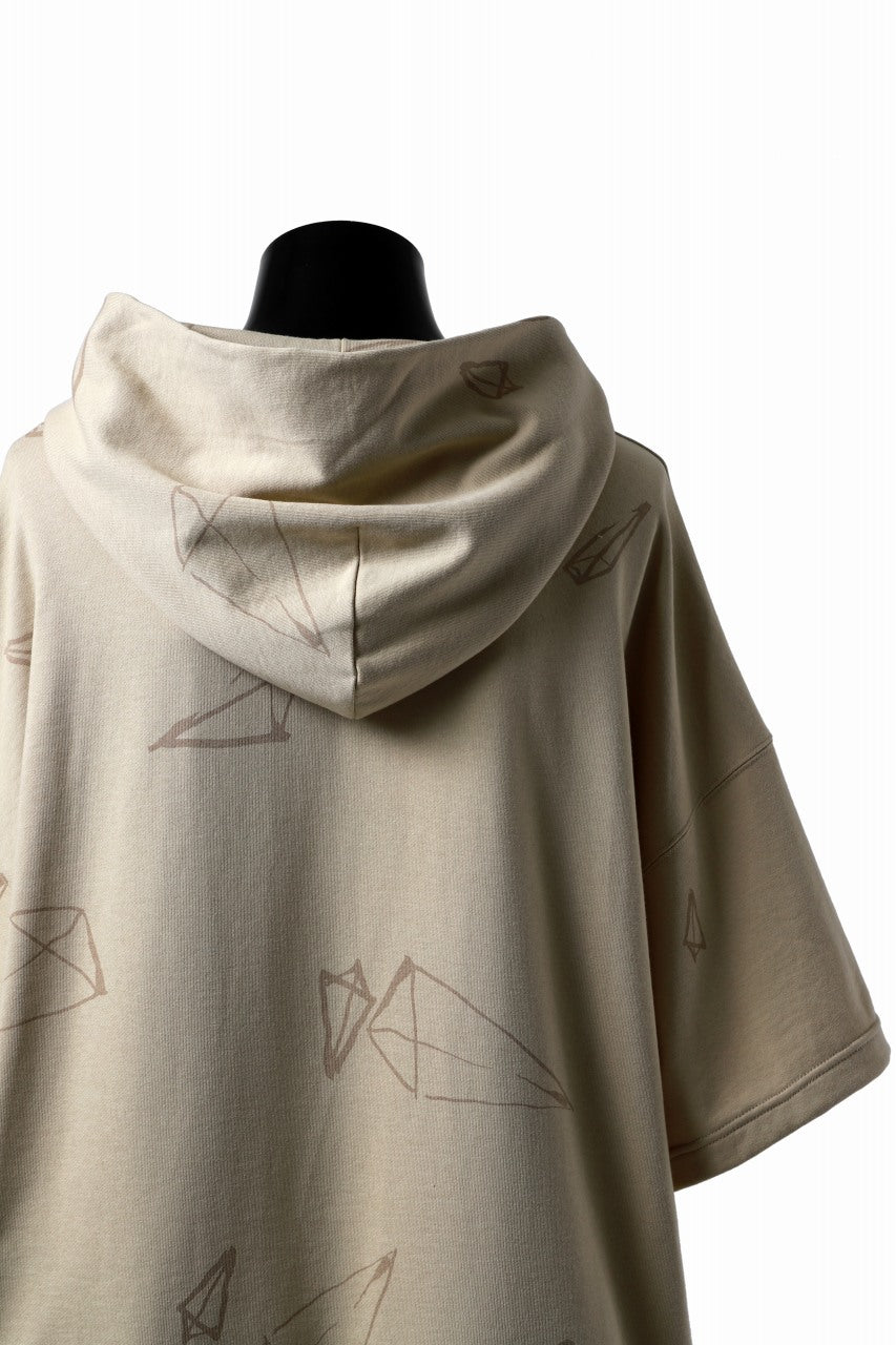 画像をギャラリービューアに読み込む, A.F ARTEFACT PYRA PATTERN PRINT SWEAT HOODIE SHORT SLEEVE (BEIGE)