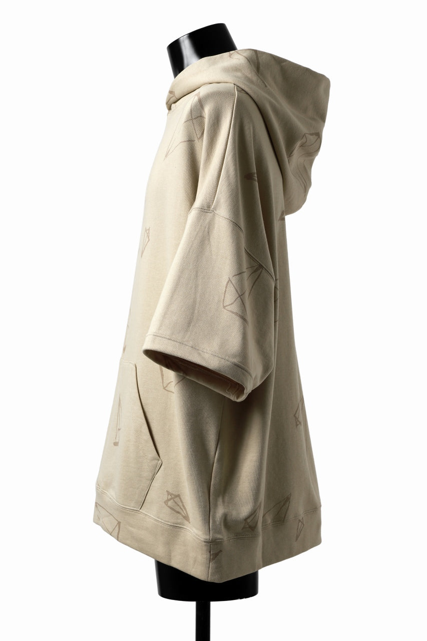 画像をギャラリービューアに読み込む, A.F ARTEFACT PYRA PATTERN PRINT SWEAT HOODIE SHORT SLEEVE (BEIGE)