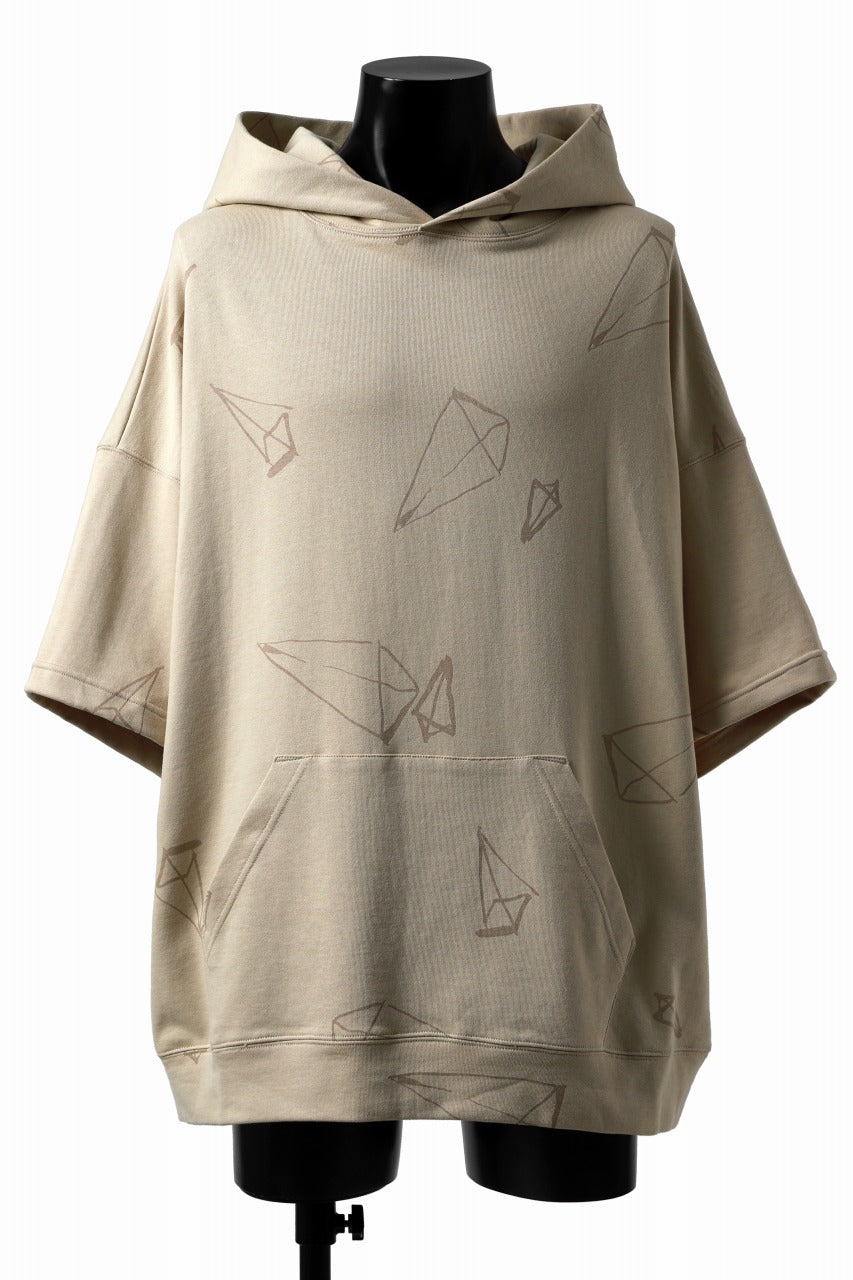 画像をギャラリービューアに読み込む, A.F ARTEFACT PYRA PATTERN PRINT SWEAT HOODIE SHORT SLEEVE (BEIGE)