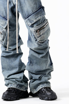 画像をギャラリービューアに読み込む, A.F ARTEFACT CARGO TUCK BAGGY PANTS / FADED DENIM (BLUE)