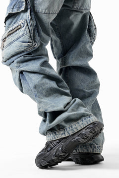 画像をギャラリービューアに読み込む, A.F ARTEFACT CARGO TUCK BAGGY PANTS / FADED DENIM (BLUE)